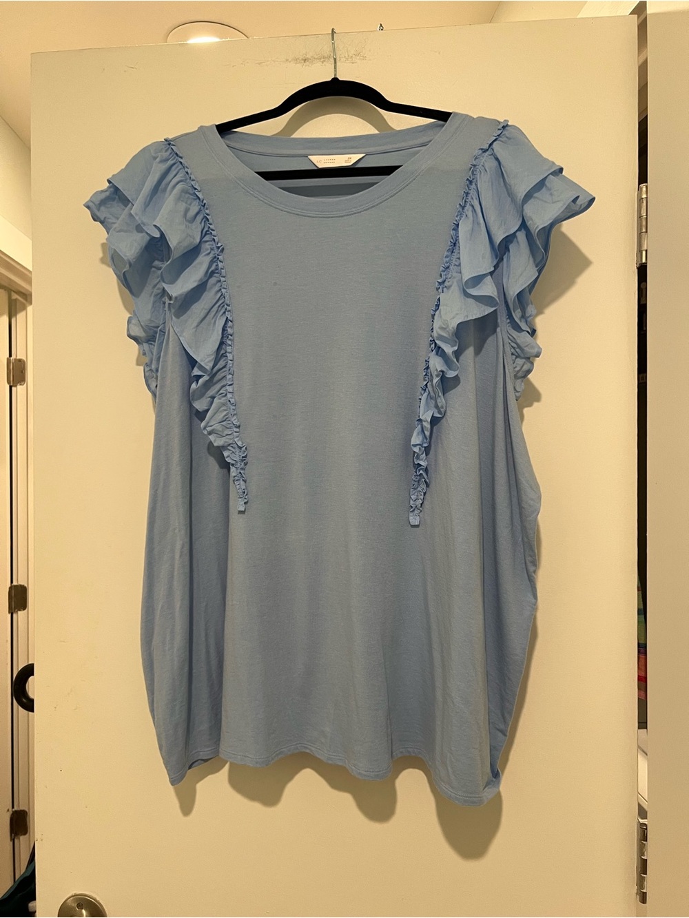 LC Lauren Conrad Light Blue Ruffle Tank Top